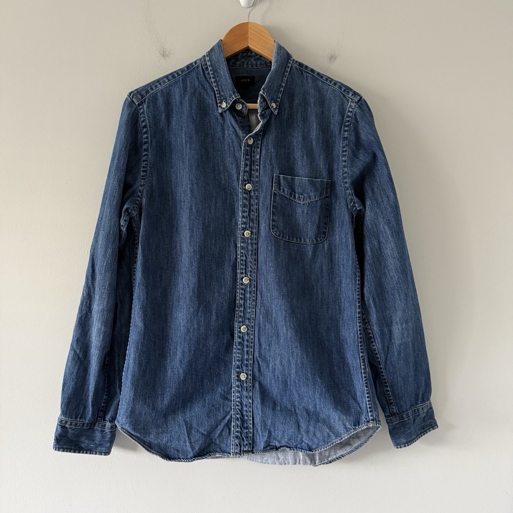 J Crew Long Sleeve Denim Button Down Mens Small Cotton Western Cowboy Workwear